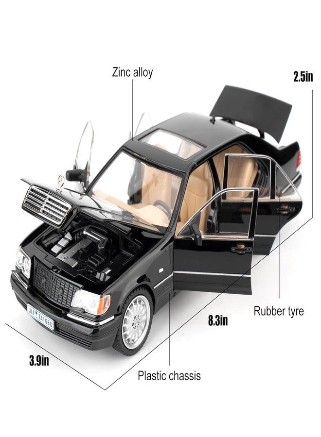 KING FORU Scale Exclusive Alloy Metal Pull Back Die-cast Car Model with Sound Light Mini Auto Toy for Kids Metal Model Toy Car with Sound and Light (1:24 Scale M-Benz W140 320SEL-BLACK) - Image 2